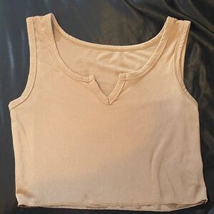 Beige Ribbed Women's Tank Top